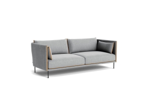 HAY sofa 3-osobowa niska SILHOUETTE czarne nogi / cognac piping