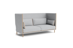 HAY sofa 3-osobowa wysoka SILHOUETTE nogi dębowe / cognac piping