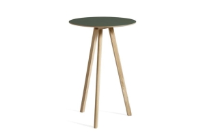 HAY stół barowy CPH20 Ø70 dąb naturalny / zielone linoleum
