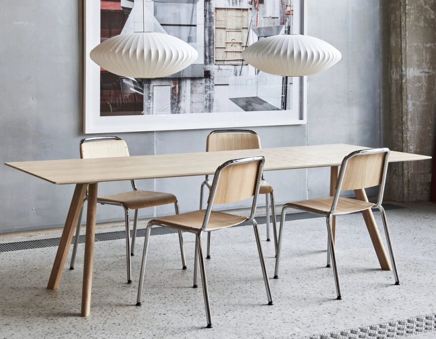 Halftime chromed base matt lacquered oak_CPH30 matt lacquered oak_Bubble Lamp Saucer M.jpg
