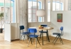 Loop Stand Round Table Ø120xH74 wb lacquered oak tabletop black powder coated steel frame_Result Chair dark blue wb lacquer oak seat and back black base_Nelson Angled Sphere Bubble Pendant M.jpg