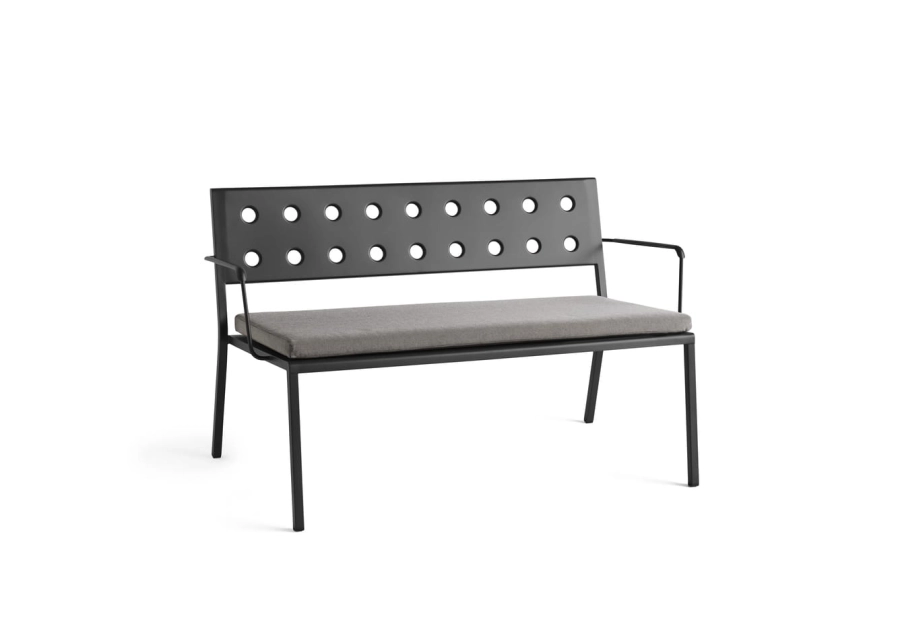 Balcony Lounge Bench Cushion black pepper textile_Balcony Lounge Bench w. arm anthracite powder coated steel.jpg