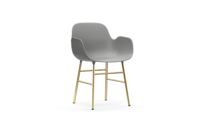 NORMANN COPENHAGEN krzesło z podłokietnikami FORM STEEL mosiądz/szare