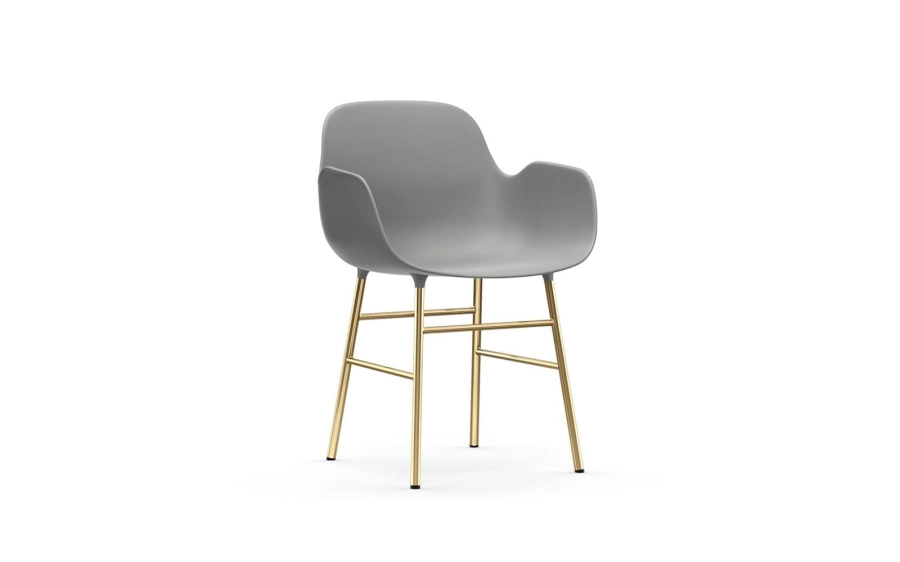 NORMANN COPENHAGEN krzesło z podłokietnikami FORM STEEL mosiądz/szare