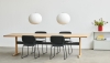 Soft Edge 51 Sled uph Remix 173 black powder coated steel base_Passerelle Table wb lacquered oak_ink black powder coated crossbar_Nelson Ball Bubble Pendant M.jpg