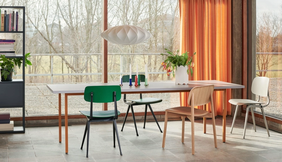 Two-Colour Table 240x90 light grey wb lacquer valchromat tabletop ochre powder coated steel_Soft Edge 60 wb lacquer oak.jpg