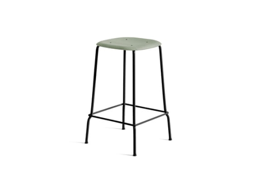 HAY stołek SOFT EDGE 80 LOW czarny / przykurzona zieleń