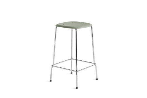 HAY stołek SOFT EDGE 80 LOW chrom / przykurzona zieleń