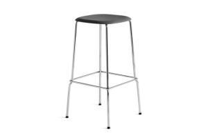 HAY stołek SOFT EDGE 80 HIGH chrom / miękka czerń
