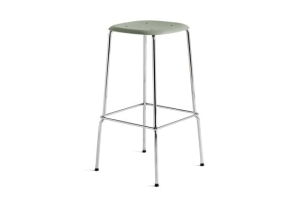 HAY stołek SOFT EDGE 80 HIGH chrom / przykurzona zieleń
