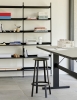 Pier System 103 PS black powder coated steel black anodised profiles_Passerelle High Table black linoleum tabletop ink black edge legs and crossbar.jpg