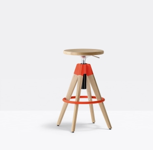 PEDRALI stołek barowy ARKW6 HIGH naturalny / czerwony