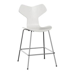 FRITZ HANSEN krzesło barowe GRAND PRIX 64cm fornir barwiony, biały