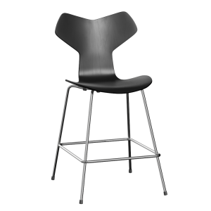 FRITZ HANSEN krzesło barowe GRAND PRIX 64cm fornir barwiony, czarny