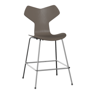 FRITZ HANSEN krzesło barowe GRAND PRIX 64cm fornir barwiony, gliniany brąz
