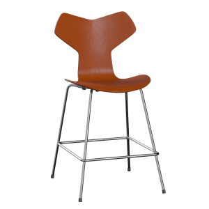 FRITZ HANSEN krzesło barowe GRAND PRIX 64cm fornir barwiony, rajski pomarańcz