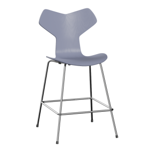 FRITZ HANSEN krzesło barowe GRAND PRIX 64cm fornir barwiony, lawendowy błękit