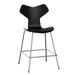 FRITZ HANSEN krzesło barowe GRAND PRIX 64cm fornir lakierowany, czarny