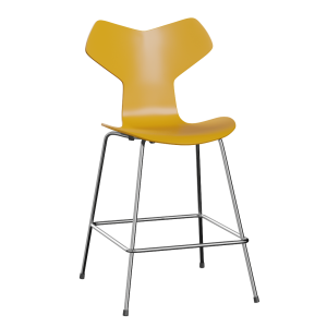 FRITZ HANSEN krzesło barowe GRAND PRIX 64cm fornir lakierowany, żółty