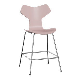 FRITZ HANSEN krzesło barowe GRAND PRIX 64cm fornir lakierowany, blady róż
