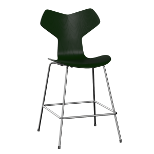 FRITZ HANSEN krzesło barowe GRAND PRIX 64cm fornir lakierowany, ciemna zieleń
