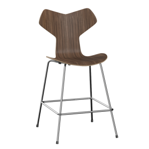 FRITZ HANSEN krzesło barowe GRAND PRIX 64cm fornir naturalny, orzech