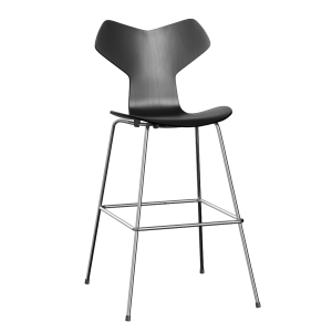 FRITZ HANSEN krzesło barowe GRAND PRIX 76cm fornir barwiony, czarny