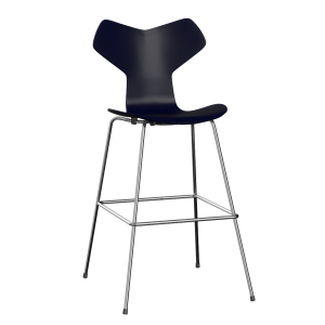 FRITZ HANSEN krzesło barowe GRAND PRIX 76cm fornir barwiony, granatowy
