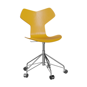 FRITZ HANSEN krzesło obrotowe GRAND PRIX fornir barwiony, żółty