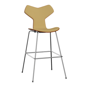 FRITZ HANSEN krzesło barowe GRAND PRIX 76cm fornir barwiony, tapicerowany front