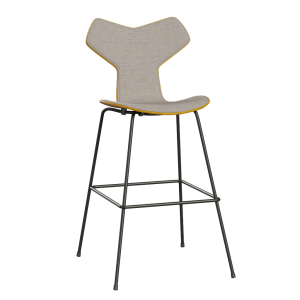 FRITZ HANSEN krzesło barowe GRAND PRIX 76cm fornir naturalny, tapicerowany front