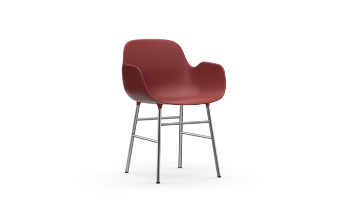 NORMANN COPENHAGEN krzesło z podłokietnikami FORM STEEL chrom/czerwone