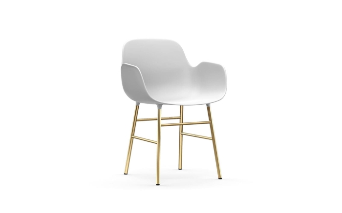 NORMANN COPENHAGEN krzesło z podłokietnikami FORM STEEL mosiądz/białe