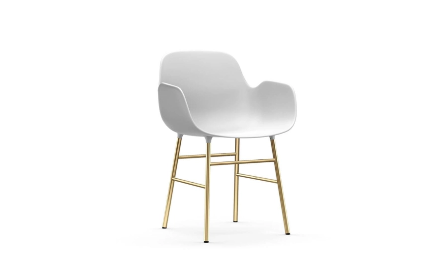 NORMANN COPENHAGEN krzesło z podłokietnikami FORM STEEL mosiądz/białe