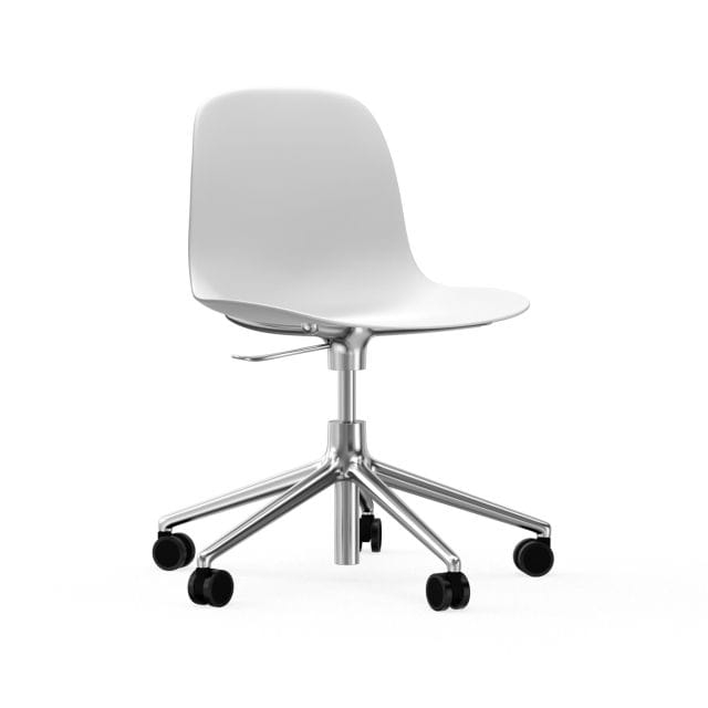 NORMANN COPENHAGEN krzesło na kółkach z regulacją wysokości FORM SWIVEL 5W aluminium/białe