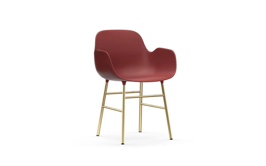 NORMANN COPENHAGEN krzesło z podłokietnikami FORM STEEL mosiądz/czerwone