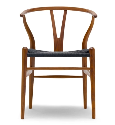 CARL HANSEN & SØN krzesło CH24 WISHBONE orzech lakierowany / czarny sznur