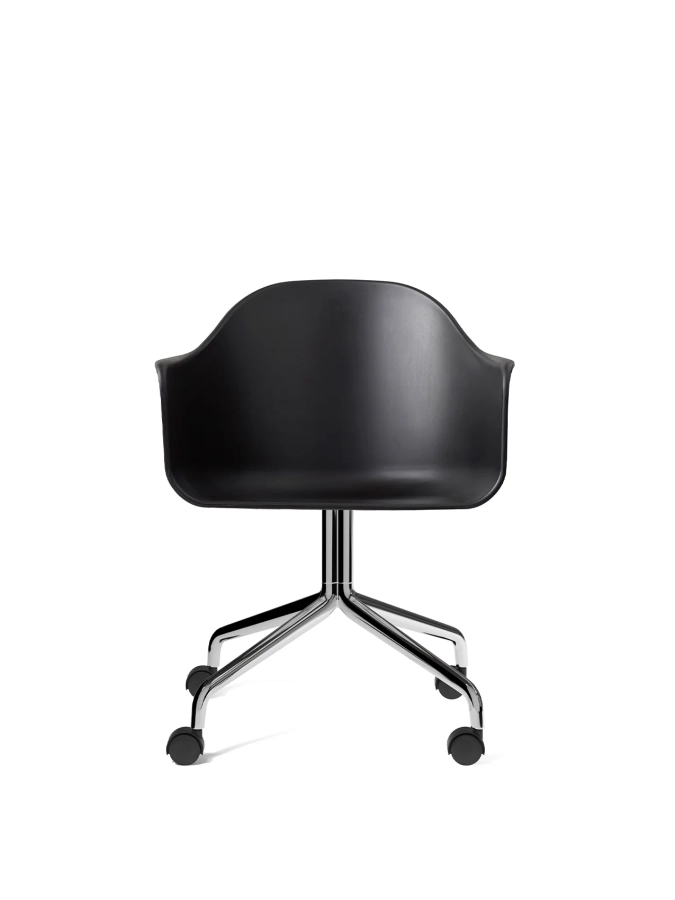 9391000-0200ZZZZ_Harbour_Dining_Chair_Alu_Swivel_W_Casters_Black_Plastic_Front.webp