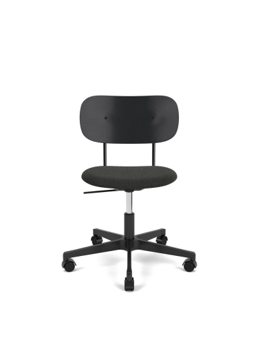 AUDO COPENHAGEN krzesło na kółkach siedzisko tapicerowane TASK CO czarne aluminium / czarny dąb