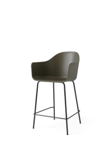 AUDO COPENHAGEN krzesło barowe HARBOUR 65cm czarne nogi / oliwkowe