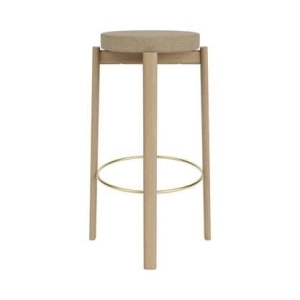 AUDO COPENHAGEN stołek barowy tapicerowany PASSAGE 75cm dąb naturalny / mosiądz
