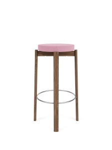 AUDO COPENHAGEN stołek barowy tapicerowany PASSAGE 75cm orzech / srebrny