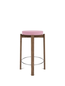 AUDO COPENHAGEN stołek barowy tapicerowany PASSAGE 65cm orzech / srebrny