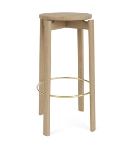 AUDO COPENHAGEN stołek barowy PASSAGE 75cm dąb naturalny / mosiądz