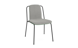 NORMANN COPENHAGEN krzesło front tapicerowany STUDIO czarna stal / zielony jesion