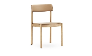 NORMANN COPENHAGEN krzesło tapicerowane TIMB lakierowany jesion / beżowa skóra