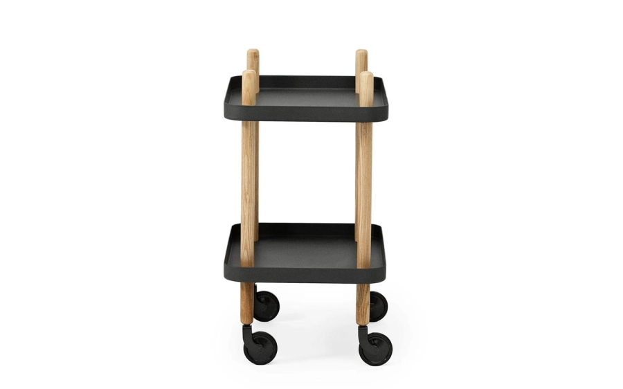 NORMANN COPENHAGEN stolik / barek na kółkach BLOCK jesion/czarny