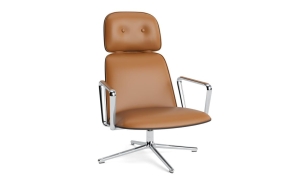 NORMANN COPENHAGEN fotel obrotowy tapicerowany PAD HIGH aluminium polerowane / czarny dąb