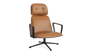NORMANN COPENHAGEN fotel obrotowy tapicerowany PAD HIGH czarne aluminium / czarny dąb