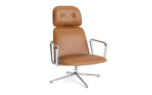 NORMANN COPENHAGEN fotel obrotowy tapicerowany PAD HIGH TILT aluminium polerowane / dąb naturalny